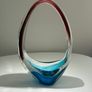Vintage Art Glass Basket Bowl - Hand Blown Image 5