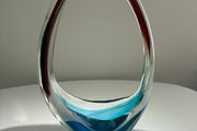 Vintage Art Glass Basket Bowl - Hand Blown