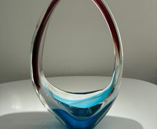Vintage Art Glass Basket Bowl - Hand Blown