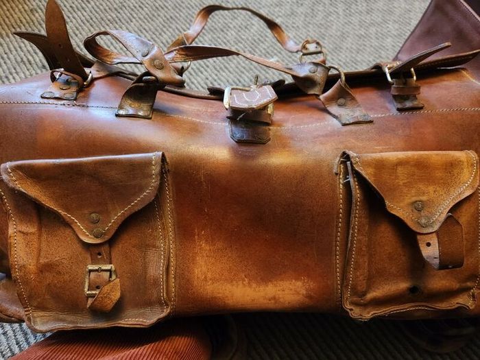 Large heavy duty leather bags plus briefcase.