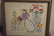 1950's Needlework - Framed &amp; Signed