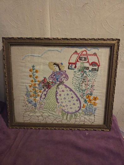 1950's Needlework - Framed & Signed