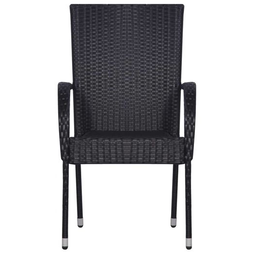 7 Piece Garden Dining Set Black