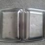 Vintage stainless steel serving tray with wooden handles Image 2