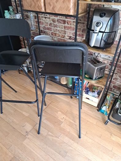 4x Folding Bar Stools Black Industrial Kitchen Dining High Stools