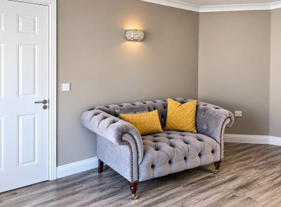 Grey Chesterfield Style 2 Seater Sofa  Excellent Condition