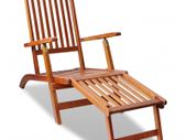 Outdoor Deck Chair with Footrest Solid Acacia Wood