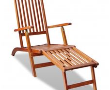 Outdoor Deck Chair with Footrest Solid Acacia Wood
