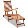 Outdoor Deck Chair with Footrest Solid Acacia Wood Image 2
