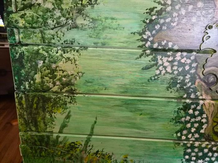 original hand painted wooden chest