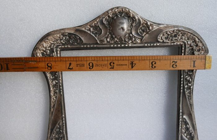 Antique Edwardian Wooden & Sterling Silver Photo Frame Art Nouveau  1800s