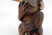 Hand carved wooden monkey Folk Art