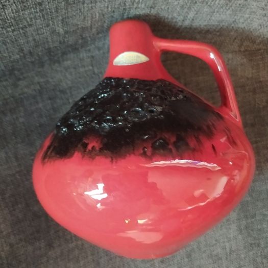 Mid century German/ Kreutz Crimson Fat Lave Vase