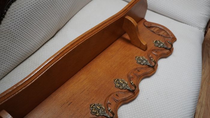 French Carved Oak Wall Coat Rack