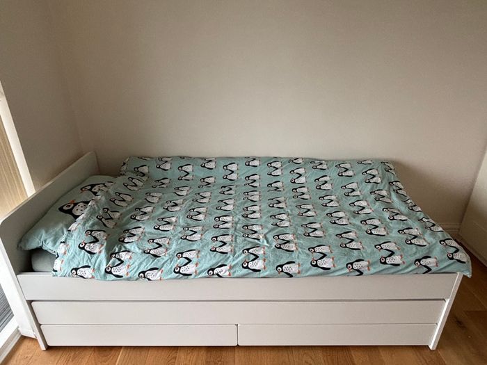 IKEA bed frame with pull-out underbed and storage with Mattresses