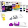 48 Piece Set (48 x 22ml) Tubes in Rich Vibrant Colours - High-Pigment, Satin-Finish Basic, Neon, Pastel, Metallic & Glitter Colours for Painting Canvas, Paper, Wood, Clay, Fabric (FREE POSTAGE) Image 2