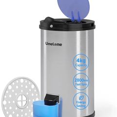 Spin Dryer 4kg by Umelome, Energy&Power Saving Spinner 2800 RPM Clothes Dryer, Energy Efficiency Class: A+++, Gravity Drain dryer, Silvery
