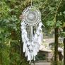 Large Boho Dream Catcher with White Feather and Blue Beads Macrame Wall Hanging (70cm x 25cm) Image 3