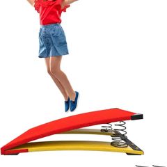 Gymnastics Springboard for Kids Vaulting Training Fitness Playing, Portable Curved Spring Board, Hard Wood Practice Equipment, Elastic Board for Home Room Athletics Training