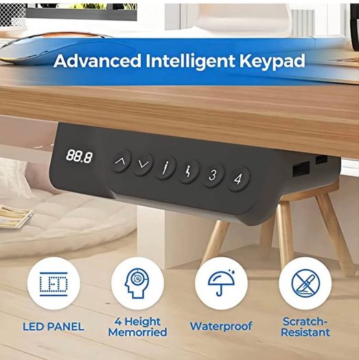 Electric Height Adjustable Standing Desk Sit Stand Desk Adjustable Desk Stand Up Desk with Memory Smart Pannel EF1 SERIES 100x60cm, WHITE Frame+MAPLE Desktop (FREE POSTAGE)
