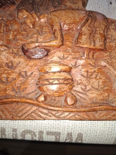 Beautiful Large Old Hand-Carved Wood Panel Indonesian Rural Village Life Scene Sculpture. Post Available, Beautifully carved from a single piece of wood Ideal for Home or Stage Movie Props