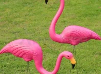 Set of 2 x Lawn Flamingos Garden Pond Ornament NEW