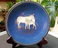 Wedgwood Powder Blue Lustre Plate Ground Animal Series Porcelain Antique James Hodgkiss SUPER RARE