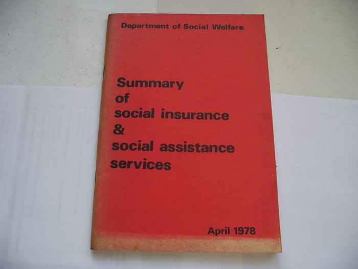 1978 'Summary of Social Insurance & Social Assistance Services' booklet