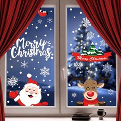 Peeping Santa Rudolph and Snowman, 8 Sheets Snowflake Christmas Window Stickers Xmas Window Clings (FREE POSTAGE)