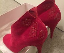 Raspberry red suede shoes