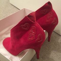Raspberry red suede shoes