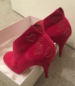 Raspberry red suede shoes