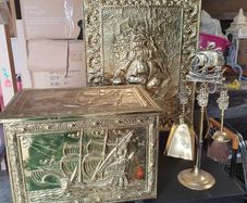 Vintage Polished Brass fireplace set