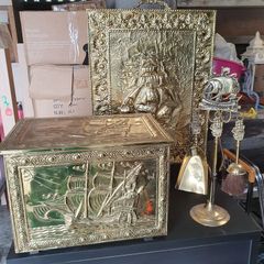 Vintage Polished Brass fireplace set