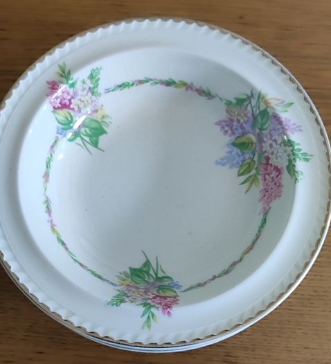 Vintage Portland Pottery Cobridge desert bowls Date Stamped 1956 Floral Scalloped