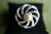 Vintage Sterling Silver 925 Brooch Pearl 7,9g