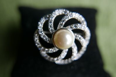 Vintage Sterling Silver 925 Brooch Pearl 7,9g