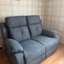 Hailey Biege & Slate Grey Fabric Recliner Sofa Set Image 3