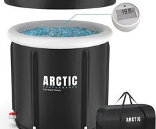 Cold Water Therapy Tub for Athletes 5 Layer Insulated Cold Plunge Pool with Thermo-Tech Thermometer & Bag Outdoor Black