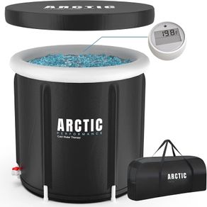 Cold Water Therapy Tub for Athletes 5 Layer Insulated Cold Plunge Pool with Thermo-Tech Thermometer & Bag Outdoor Black