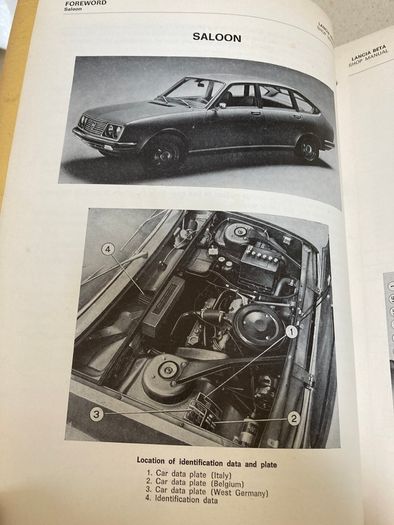 Lancia Beta Genuine Shop Manual Year 1976. English version