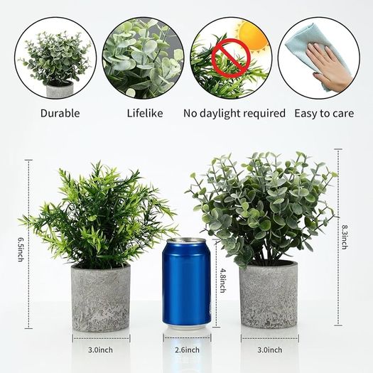 Pack of 5 Artificial Plants, Mini Artificial Plants Snake Tongue, Agave Succulent, Eagle Claw Aloe, Artificial Plants for Bedroom, Office, Decoration