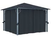Gazebo with Curtain 300x300 cm Anthracite Aluminium