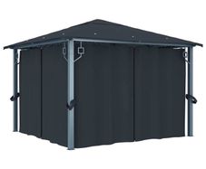 Gazebo with Curtain 300x300 cm Anthracite Aluminium