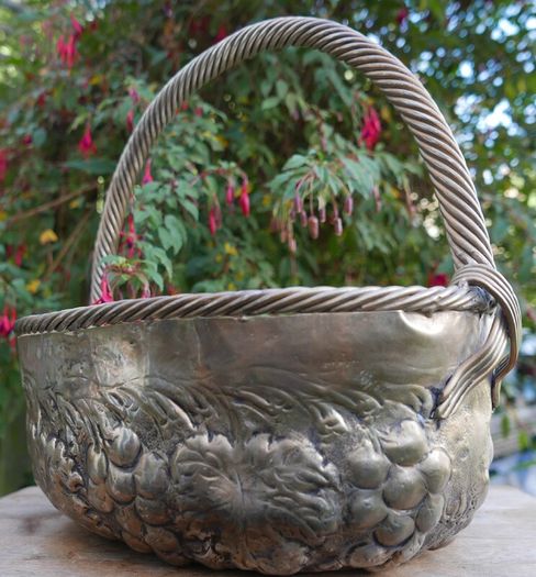 Vintage Continental Embossed Silver Plated Large Basket