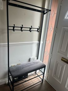 Metal Black coat rack with shoe bench