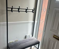 Metal Black coat rack with shoe bench