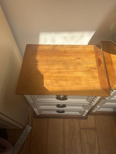 Cream and Wooden Bedside Table