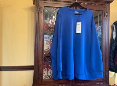 SAMOON Reduced new sapphire blue sweatshirt in a love,y sift fabric . Length is 31 inches