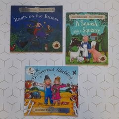 Julia Donaldson books: The Scarecrow wedding, (this book is now sold) . Room on the broom. A squash and a squeeze. (this book is now sold)